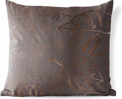 Buitenkussen Weerbestendig - Patronen - Luxe - Blad - Grijs - 50x50 cm