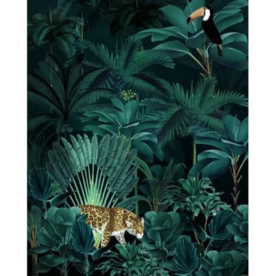 Fotobehang Jungle Night - Groen - 2,50m X 200cm