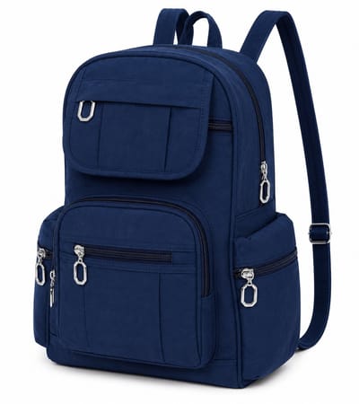 THL Design - Dames rugzak - kleine rugtas - nylon / stof - veel vakken - Donkerblauw