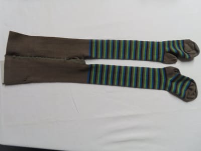 Maillot - Collant - Kousenbroek - Taupe / groen - streep - 74 /80