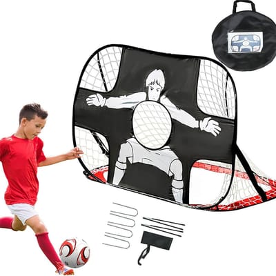 Voetbaldoel - Voetbal Goal 47.24x31.50x31.50 Inch - Buitenspeelgoed voor Kinderen en Volwassenen - Snelle Montage - Voetbal Training Doel - Zwart/ Rood