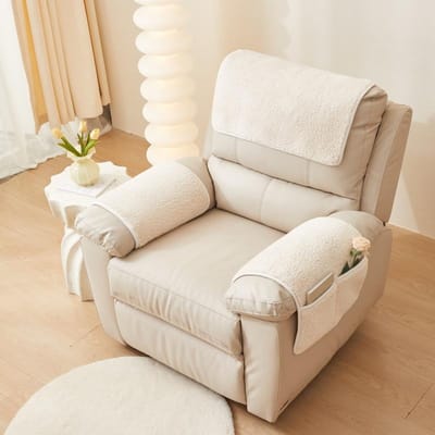 Lamp Pluche Relaxfauteuil Sofa Mat Effen Kleur Zachte Fauteuil Hoes Antislip Opbergtas Eénpersoons Sofa Zij kussen voor Woonkamer 1 Seat (3pcs )
