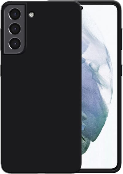 Smartphonica Siliconen hoesje voor Samsung Galaxy S21 case met zachte binnenkant - Zwart geschikt voor Samsung Galaxy S21