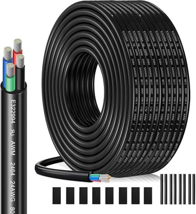 Verlengkabel 4-aderig - Stroomkabel - Buitenapparatuur - Vertind Koper - 20 meter - Zwart