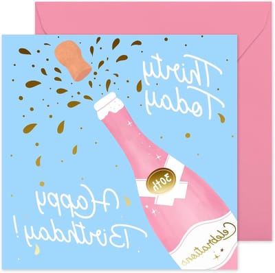 Verjaardagskaart 30 Jaar - Kaart Vrouw Man - Felicitaties Versturen - Grappig Design - 145x145mm - Wit