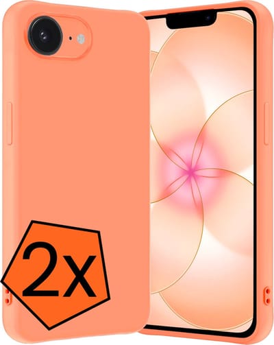Hoes - 2 Stuks - Geschikt voor Apple iPhone 17e - Sterk & Shockproof - Case Siliconen - Back Cover - Telefoon Hoes - Perzik