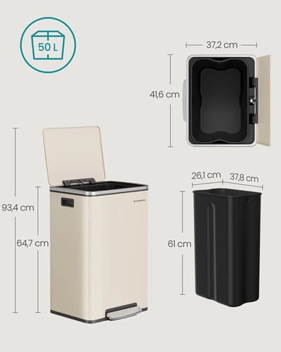 uJOY Prullenbak 60L - Soft-close deksel - Vingerafdrukbestendig oppervlak - Modern en tijdloos design - Handsfree bediening