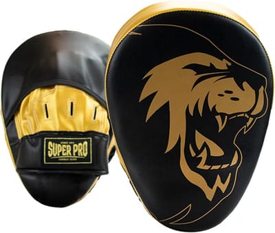 Super Pro Combat Gear Handpads Curved PU Zwart/Goud