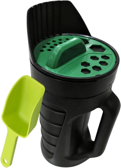 Handstrooier - Gazon strooier - Zaaien en bemesten - Schopvormige laadstructuur - 32 cm hoog - Zwart