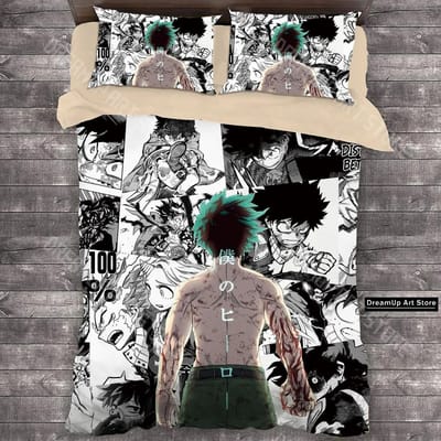 3D Print MANGA Anime My Hero Academia Beddengoed Set Jongens Meisjes Twin Queen Full Size Dekbedovertrek Kussensloop Bed Volwassen Slaapkamer EU Double 200x200cm