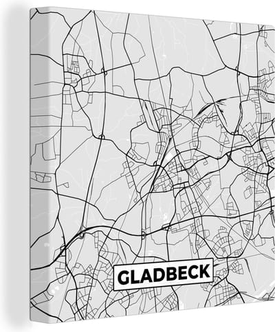 Canvas Schilderij Duitsland - Plattegrond - Gladbeck - Kaart - Stadskaart - 20x20 cm - Wanddecoratie