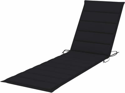 Lounger Kussen - Zonnebank Kussen - Buiten Ontspannen - Waterafstotend Oxford Stof - 200x50x4 cm - Zwart