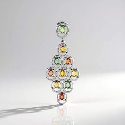 Cavill - 925 Sterling Zilver Hanger - 2.185 ct Natuurlijke Groene Blauwe Saffier - Ovale Madagaskar Edelsteen - Elegant Design