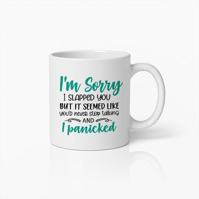 Grappige Excuses Mok 330ml – "Sorry dat ik je sloeg" Koffiebeker – Humoristisch Cadeau voor Vrienden & Collega’s
