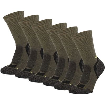 Xtreme Hiking Sokken Wol - 6 paar - Extra Warm - Anatomisch Gevormd Voetbed - Multi Groen - Maat 35/38