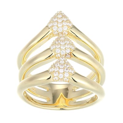 Cavill - Zilveren ring verguld - 925 Sterling zilver - 81 ronde zirkonen 0,439 ct pavé Nigeria modern sculpturaal design