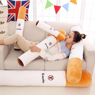 30-110cm Creatief Roken Cilindrisch Slaapkussen Sigarettenkussen Simulatie Pluche Speelgoed Modieus Vriend Vriendin Verjaardagscadeau white