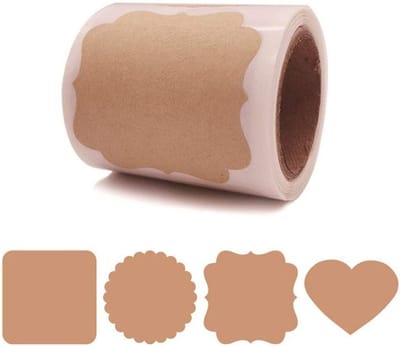 100 Stuks Kraft Papieren Labels Stickers voor Handgemaakt Bakken, Essentiële Olie Flessen, Mason Jars en Cadeau Decoratie, Ideaal voor Voedsel, Jam en Wijn Crafting