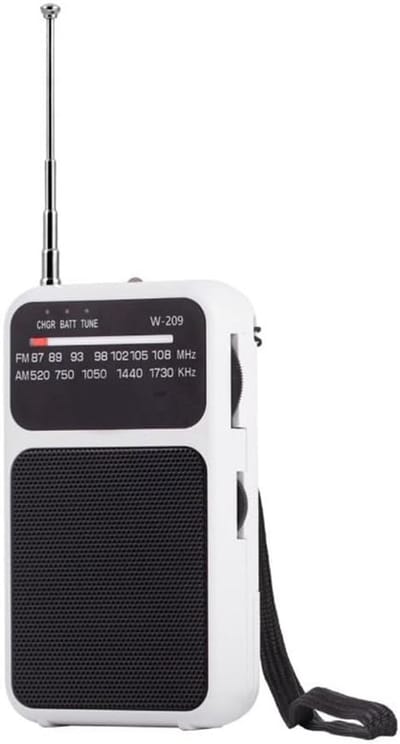 Draagbare Radio - Compacte Ontvanger - Muziek Luisteren - Intuïtieve Bediening - 13 x 6 x 6 cm - Wit