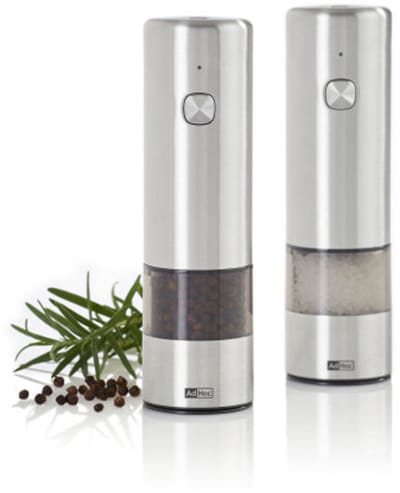 AdHoc i.Mill Elektrische Peper- en Zoutmolen Set – RVS & Acryl – Oplaadbaar – Keramisch Maalwerk – 17 cm