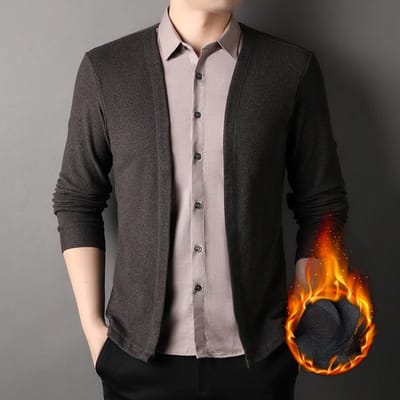 Heren Nep Tweedelig Shirt met Fleece Zakelijk Verdikt Thermisch Revers Nep Tweedelig Shirt 4XL black