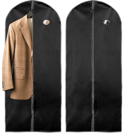Vilde Kledinghoezen Set - 2 Stuks - 60 x 150 cm - Zwart - Kledingzakken voor Pakken, Jurken en Jassen - Stofdicht & Motbestendig - Met Rits