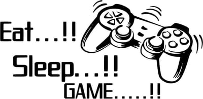 Muur - deur sticker gamer eat - sleep - game met afbeeldig
