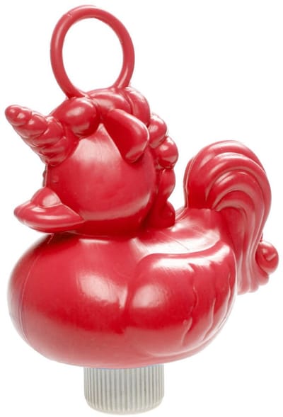 Duckiez eenhoorn badeendje badspeelgoed - rood - 12 x 6 cm - Met oogje voor het hengelspel - kunststof