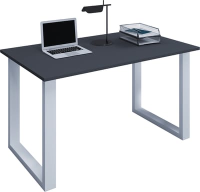 Houten bureau Computerbureau Werkbureau Kantoormeubilair Lona U Aluminium Zilver