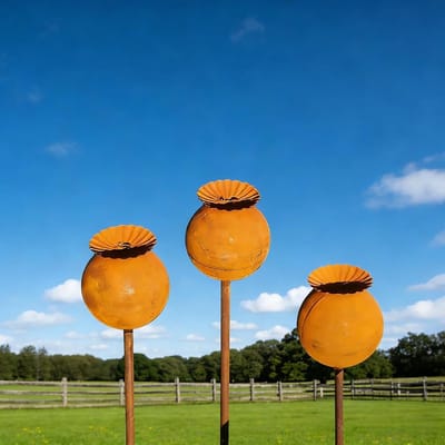Tuindecoratie Set - Roest Cortenstaal - Bloembed Decoreren - Weerbestendig Metaal - 58cm Hoog - Natuurroest