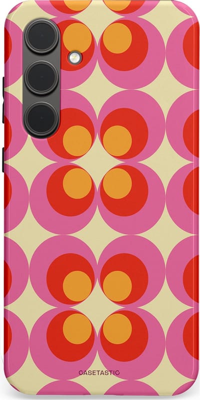 Casetastic hoesje geschikt voor Samsung Galaxy S24 Plus - Dubbellaagse bescherming - Circle boogie - Fashion Case - Roze Rood Zand Okergeel