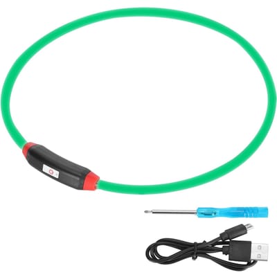 USB Oplaadbaar Verstelbaar DIY Knippen LED Hondenbijtbestendige Halsband HuisdierbenodigdhedenGroen Licht groene lichte kleur