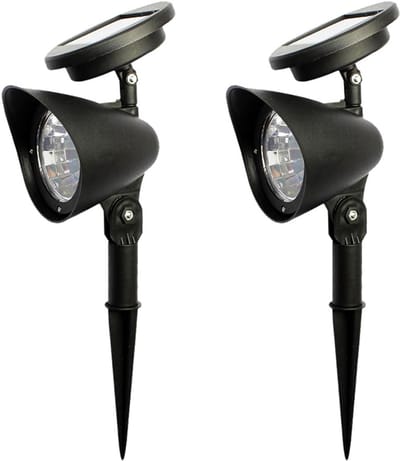 ANMI® Solar Tuinspots Set Van 2 - LED Prikspots Buiten Warm Wit - Automatische Schemersensor Dusk To Dawn - Waterbestendig - 600mAh - Voor Tuin Muur Boom Pad Oprit