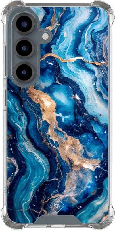 Casimoda® hoesje - Geschikt voor Samsung Galaxy S25 - Ocean Marble - Shockproof case - Extra sterk - TPU/polycarbonaat - Blauw, Transparant