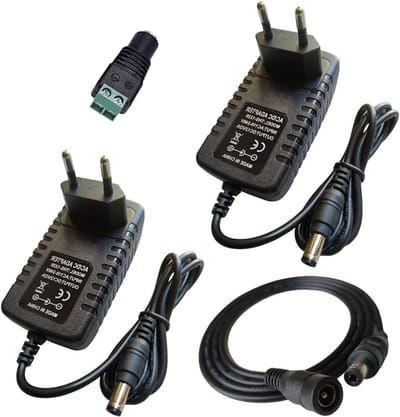 AC/DC Adapter Voeding 12V 2A voor LED Strips en String Lights - 2.1/2.5mm x 5.5mm Stekker
