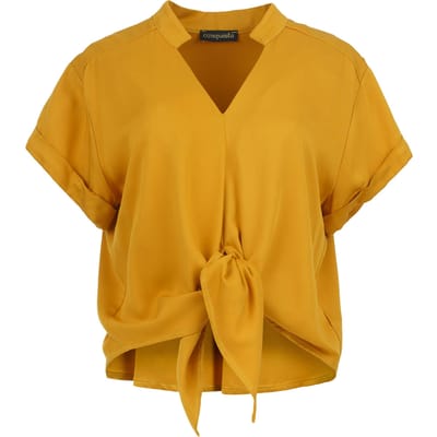 Golden Hour viscose blouse met striksluiting