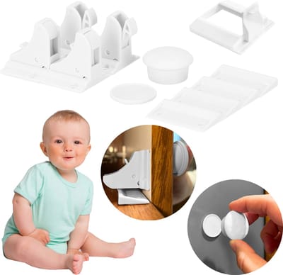 Springos Kinderslot Kastjes - Magnetisch - 4 Stuks - 4 x 3.5 x 3.5 cm - Wit