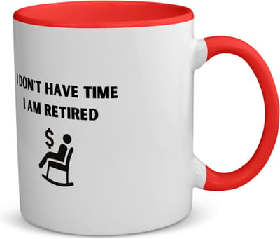 Akyol - i don't have time i am retired koffiemok - theemok - rood - Collega - beste collega - collega's - verjaardag - afscheidscadeau - geschenk - kado - 350 ML inhoud