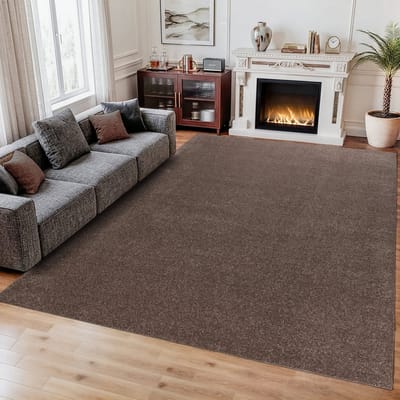 Comfy Soft - Effen Vloerkleed Wasbaar Uni Bruin Donker Beige- 140x200 CM