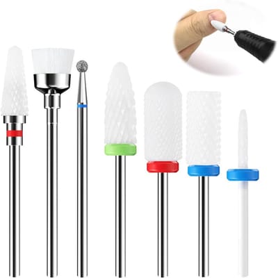 Nagelboorset Keramisch - Nagelfrees Bits - Nagelverzorging Thuis - 7 Delige Set - 80g Pakket