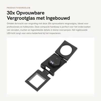 Vergrootglas 30x - Opvouwbaar - Draagbaar - Handloep met