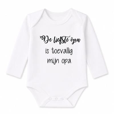 Rompertje baby met tekst De liefste opa is toevallig mijn opa | Lange mouw | wit | maat  50/56 cadeau zwangerschap aankondiging opa's liefste worden voor verjaardag of vaderdag ( I love allerliefste )