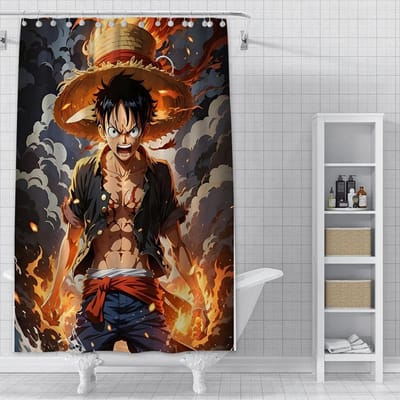 Douche Anime Voor L-Luffys Gordijn Waterdicht Polyester Stof Verf Kleurrijke Badgordijnen Huis Badkamer Decor Gordijn Met Haak YL90x180cm