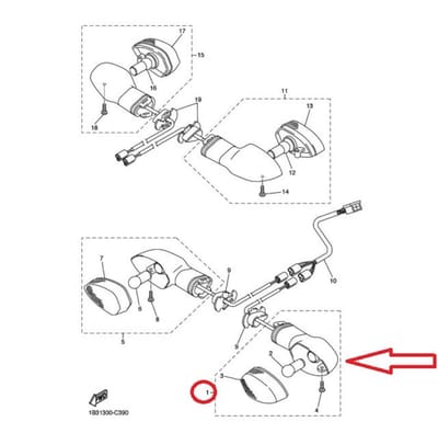 Clignotant AVG pour moto Yamaha 600 FZ6 2004 5PW-83310-01-00 Neuf