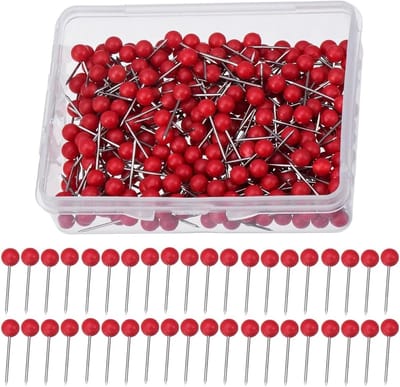 400 Stuks Plastic Ronde Hoofd Naalden - Stalen Naalden voor Kledingmaken en Handwerk Pins in Rood