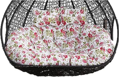 Stoelkussen Dubbel - Hangmat Kussen - Buiten Ontspannen - Extra Dikke Vulling - 150x110 cm - Bloemen Geel