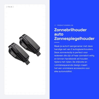 Dailygoods- Zonnebrilhouder Auto - Zonnebril Houder - Zelfklevend - Zonnebrilhouder voor Auto - Zonnebrilhouder Auto Zonneklep - Ruimtebesparend - Materiaal: ABS kunststof - Zonnebrilclip