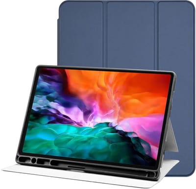 Tablet Hoes Geschikt voor Apple iPad Pro 12.9 | Luxe Tri-Fold Book Case | Kunst Leren Bescherm Hoes | Standaard Functie | Blauw
