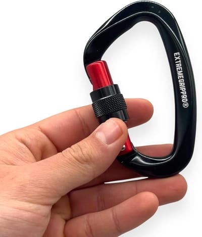 Karabijnhaak Clips - D-Ring Schroef Lock - Outdoor Avonturen - 25KN Zware Kwaliteit - 10 x 6 cm - Zwart