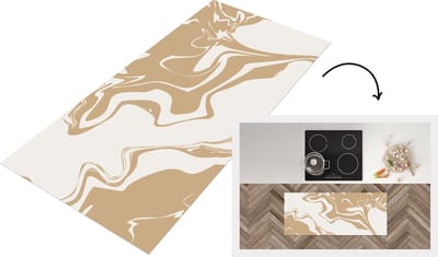 Keukenloper - Loper keuken - Marmer - Wit - Lijn - 120x50 cm - Keukenloper vinyl